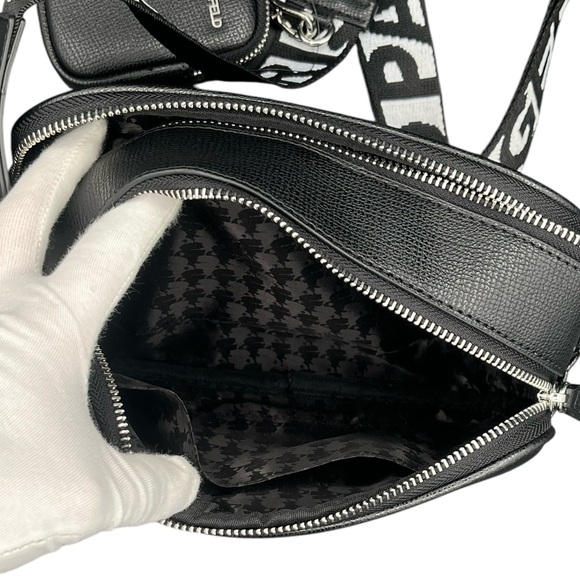 NWT $198 Karl Lagerfeld Maybelle Double Zip Leather Crossbody Bag - Picture 10 of 14